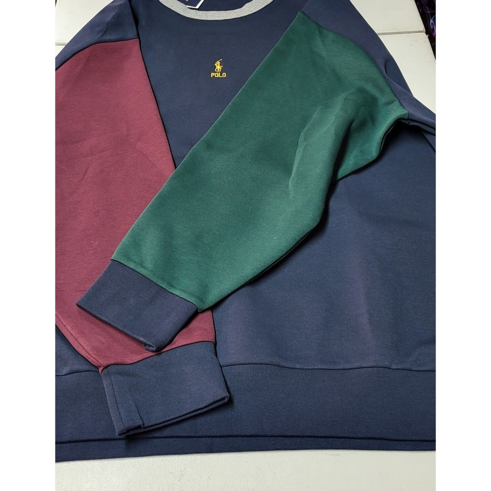 Polo Ralph Lauren Sweatshirt Mens 6XB Blue Color-Block Yellow Pony NWT MSRP $138 - Picture 12 of 12